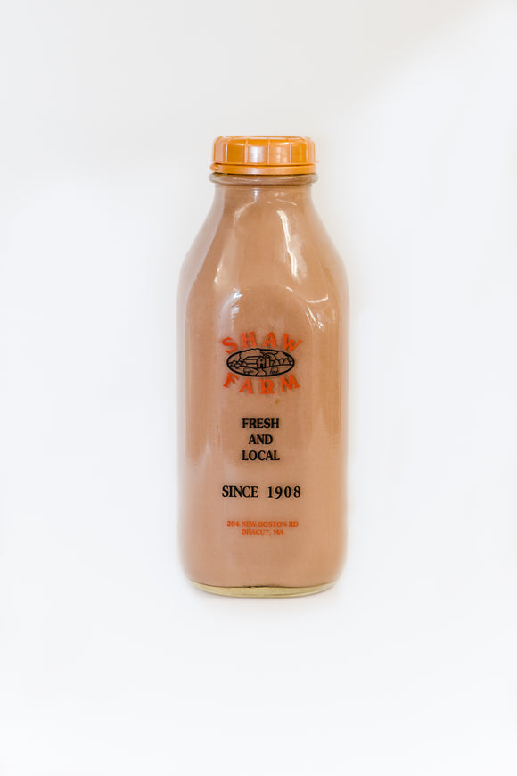 Shaw Farm - Chocolate Milk, quart returnable bottle
