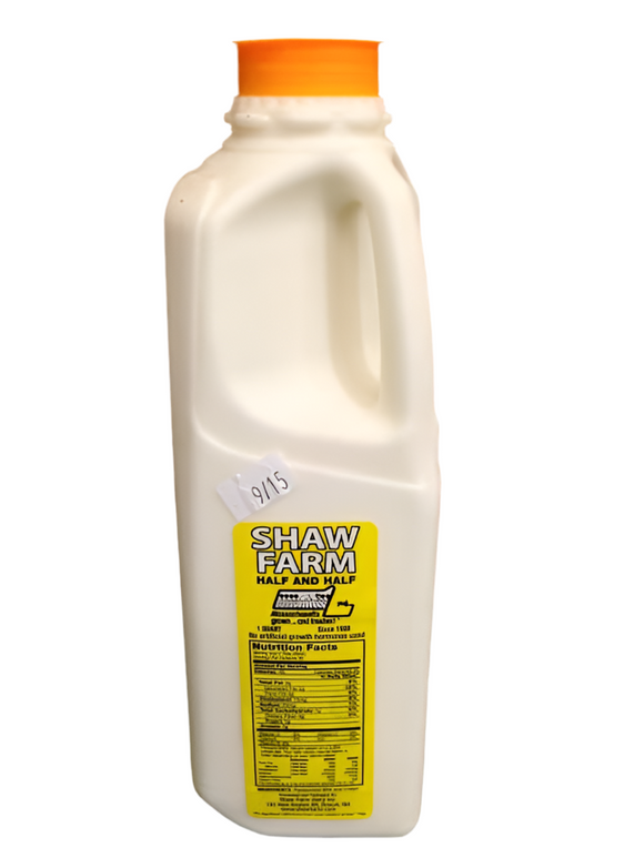 Shaw Farm -Half & Half QUART (plastic)