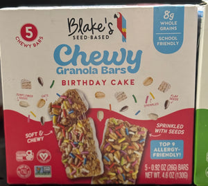 Blake’s chewy granola bars, birthday cake