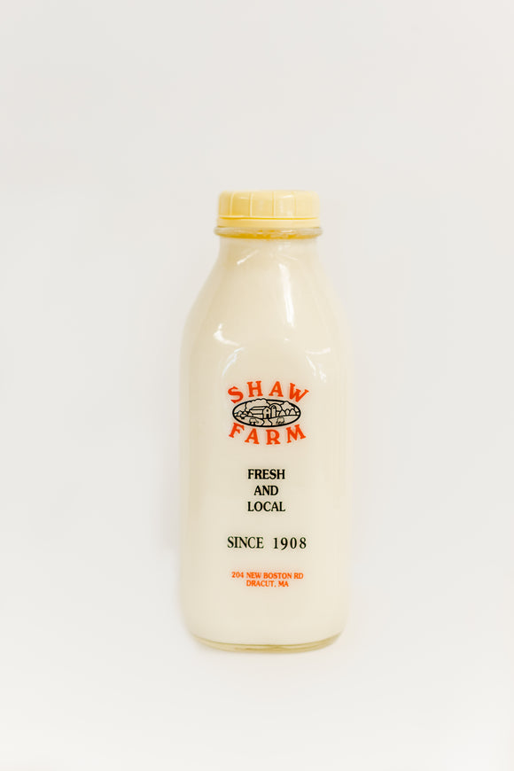 Shaw Farm - Heavy Cream, quart returnable glass