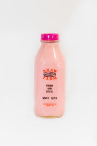 Shaw Farm - Strawberry Milk, quart returnable bottle